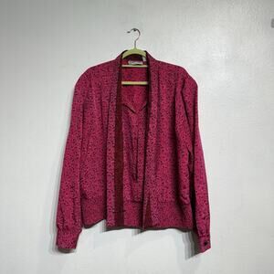 Andrea Gayle Pink Floral Vintage Blouse Sz L